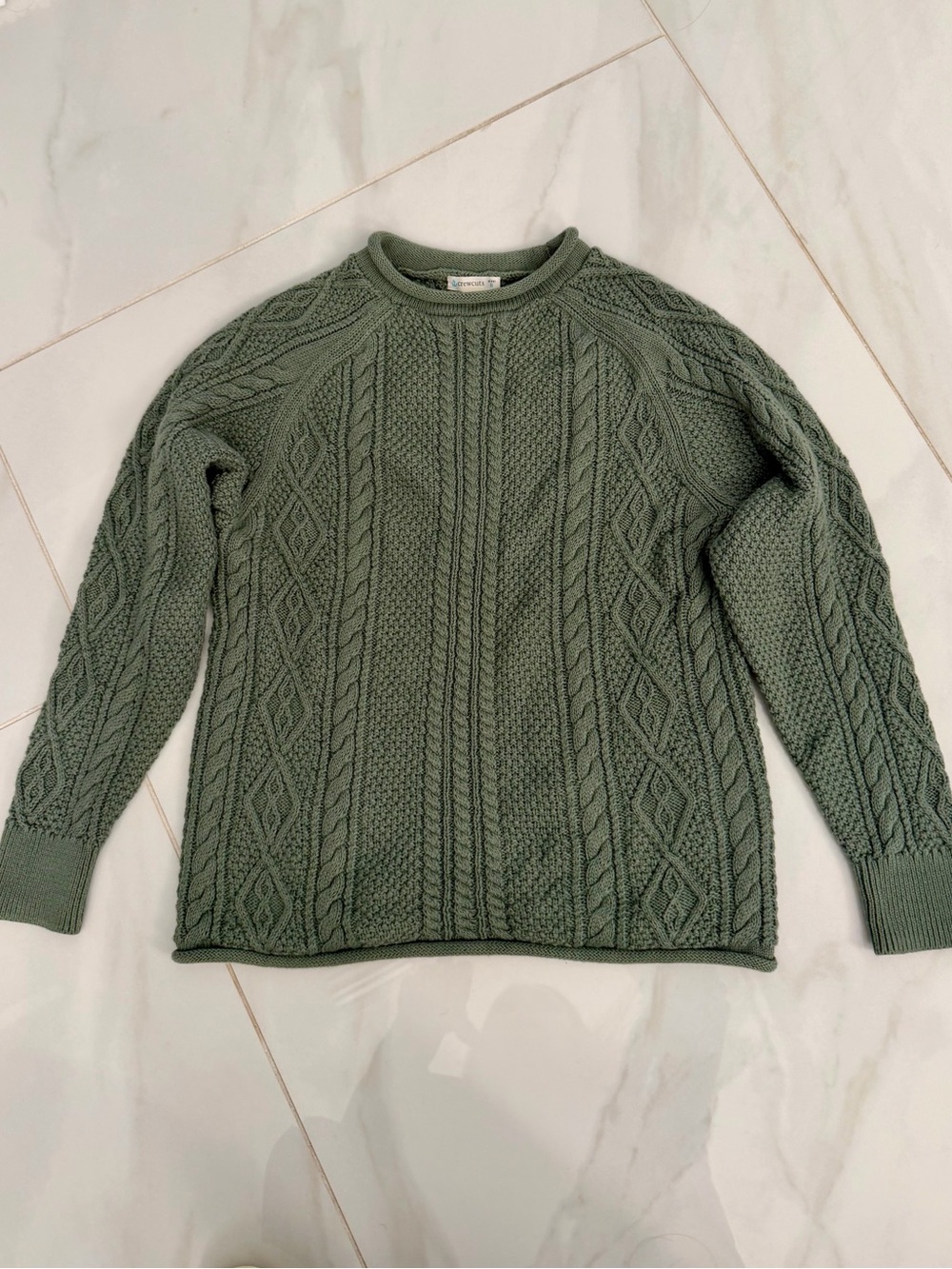 Crewcuts Olive Green Cable Knit Sweater